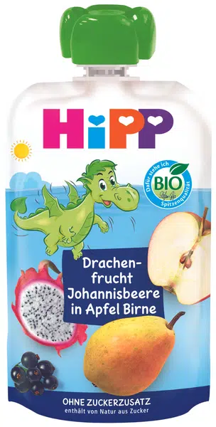 HIPP BIO Hippis 100% ovoce Jablko-Hruška-Dračí ovoce-Rybíz 100 g