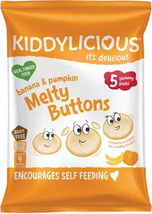 KIDDYLICIOUS Ovocno - zeleninové knoflíčky Banán s dýní 5 x 6 g