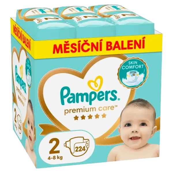 PAMPERS Premium Care plenky vel. 2, 4-8 kg měsíční balení 224 ks