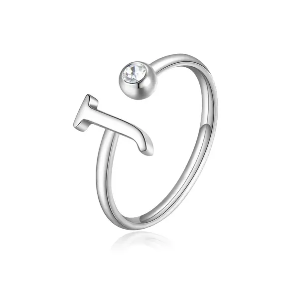 S'Agapõ Stylový ocelový prsten J s krystalem Click SCK181