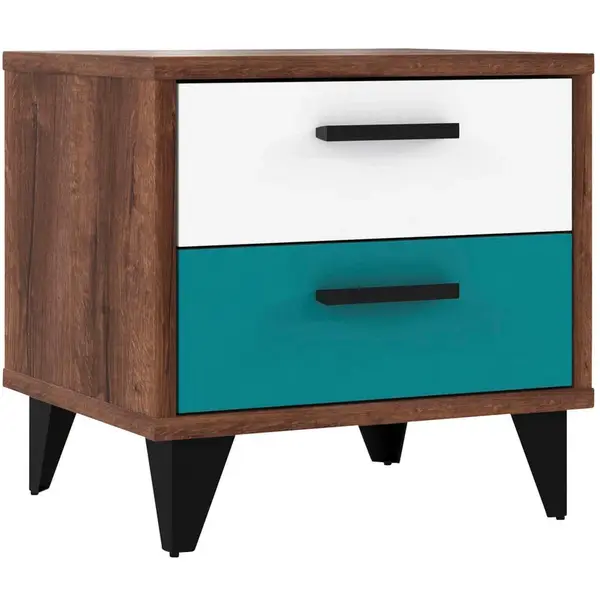 Carryhome NOČNÍ STOLEK šedá, zelená, černá, bílá, barvy dubu
