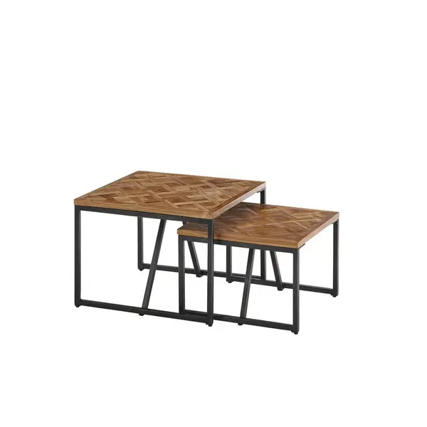 MID.YOU SADA KONFERENČNÍCH STOLKŮ, černá, barvy teak, dřevo, kov, 60/60/45 cm