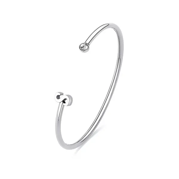 S'Agapõ Otevřený pevný náramek s písmenem S Click SCK229