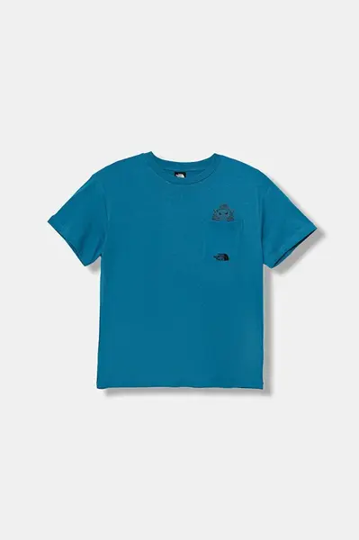 Dětské bavlněné tričko The North Face B SPORTS OVERSIZED POCKET SS TEE - GRAPH modrá barva, NF0A8EAKBOM1