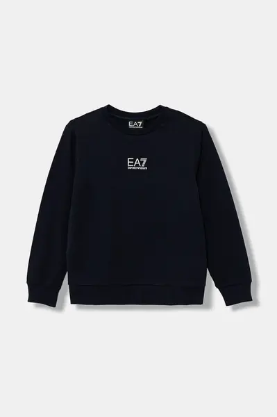 Dětská bavlněná mikina EA7 Emporio Armani zelená barva, s potiskem, 7B000025 AF10380