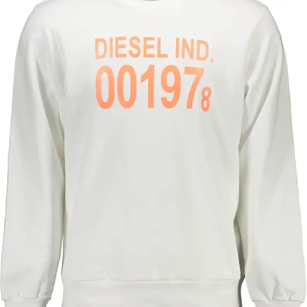DIESEL MEN'S WHITE ZIP-UP SWEATSHIRT