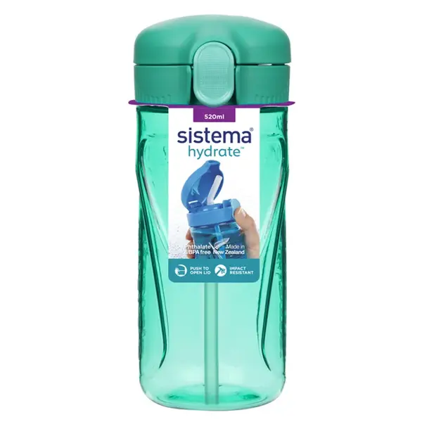 SISTEMA Láhev Quick Flip Top s brčkem zelená 520 ml