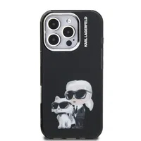 Zadní kryt Karl Lagerfeld IML Aquarelle Karl and Choupette pro Apple iPhone 16 Pro, černá