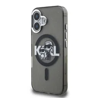 Zadní kryt Karl Lagerfeld IML Glitter Karl and Choupette Sketch MagSafe pro Apple iPhone 16, černá