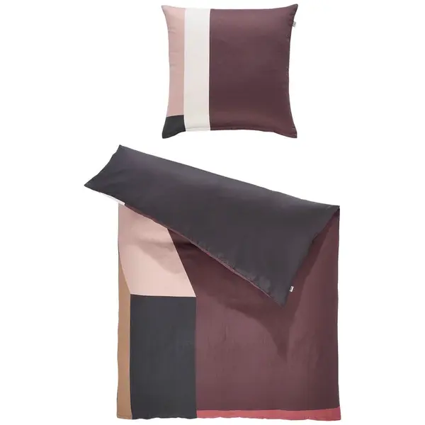 Schöner Wohnen OBOUSTRANNÉ POVLEČENÍ, satén, antracitová, krémová, světle růžová, červenohnědá, 135/200 cm