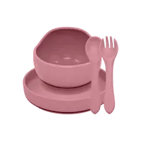 PETITE&MARS Set jídelní silikonový TAKE&MATCH Dusty Pink 6m+ 3 ks