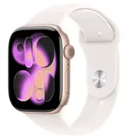 APPLE Watch 11 GPS + Cellular 42mm růžově zlatý hliník - světle ruměný sportovní řemínek - S/M
