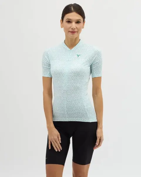 Dámský cyklistický dres silvini catirina bílá/tyrkysová l