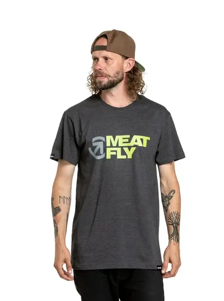 Meatfly pánské tričko Revital Lime/Charcoal Heather | Žlutá | Velikost XS