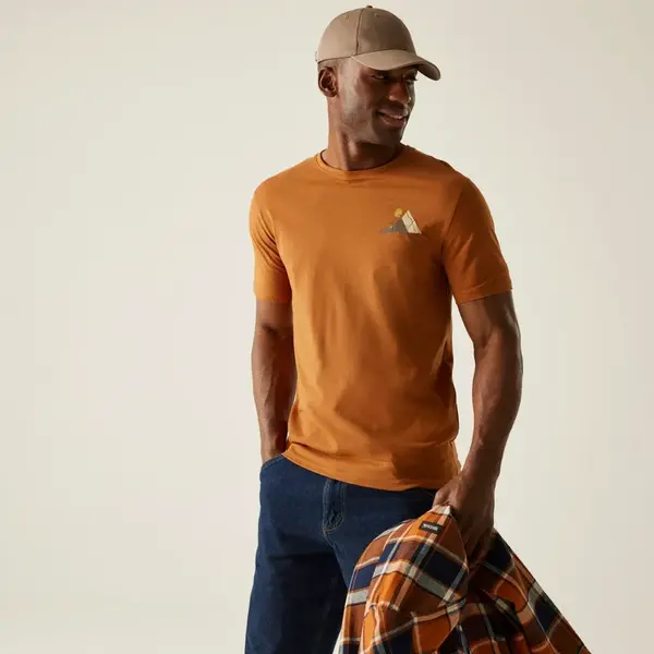 Pánské bavlněné tričko regatta cline ix hnědá xl