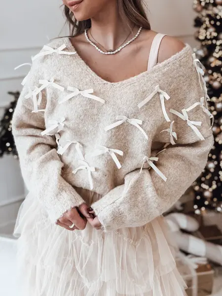 Dámský svetr RIBBLOOM s mašličkami