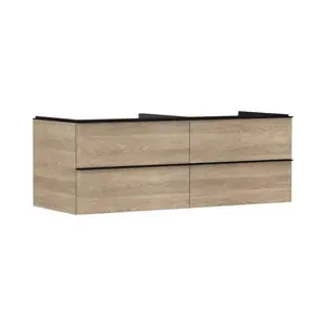Hansgrohe Xelu Q - Umývadlová skrinka, 50x136x55 cm, 4 zásuvky, prírodný dub/matná čierna 54088670