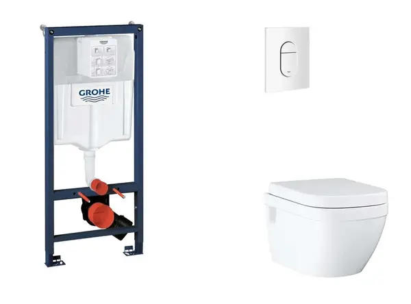 Grohe Rapid SL - Set predstenovej inštalácie, klozetu, dosky SoftClose a tlačidla Arena Cosmopolitan, alpská biela SANI11BB3126