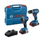 Bosch - 18V AKU sada vrtačky s příklepem GSB 18V-45 a rázového utahováku GDR 18V-215, 2x aku 4,0 Ah Li-Ion, nabíječka 0615A50069
