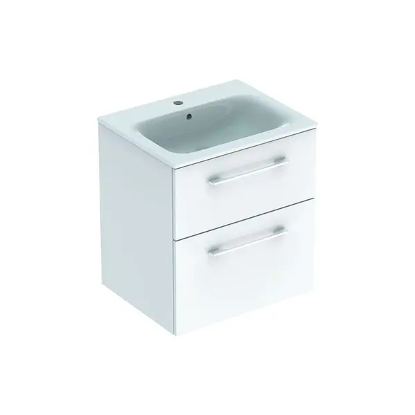 Geberit Selnova Square - Umývadlová skrinka 64x59x48 cm, s umývadlom, 2 zásuvky, lesklá biela 501.236.00.1