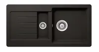SCHOCK Typos - Granitový drez, 86x44 cm, s ovládaním odtoku, Nero TYPD150SUGNE