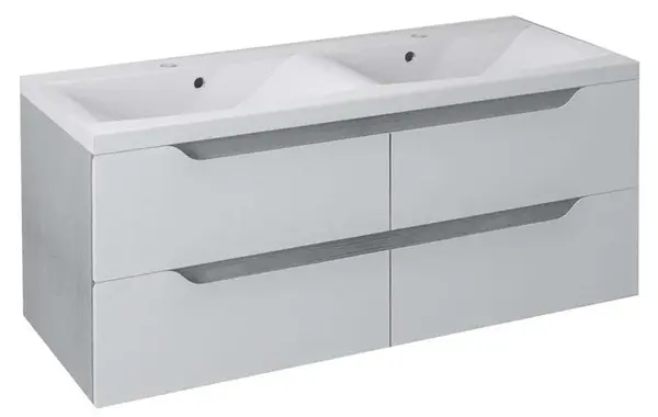 Sapho Wave - Skrinka pod dvojumývadlo, 120x50x48 cm, biela/dub strieborný WA120-3011