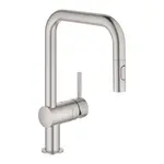 Grohe Minta - Drezová batéria s vyťahovacou spŕškou, supersteel 32322DC2