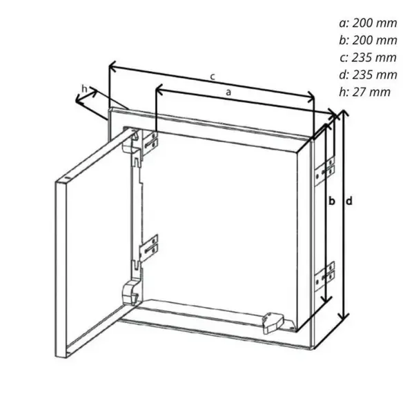 Dvířka revizní kovová 200 x 200 mm, s tlačným zámkem, bílá 0159