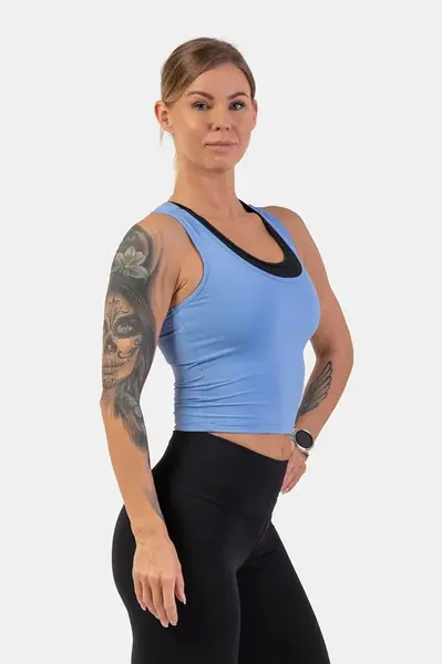 Nebbia Sportovní slim-fit crop tílko 422, L, světle modrá