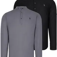 DOUBLE SET G783 DEWBERRY JUDGE COLLAR SHIRT-BLACK-ANTHRACITE