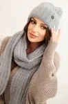 Kesi Dámský komplet čepice a dlouhého šály z měkké příze šedý