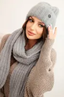 Kesi Dámský komplet čepice a dlouhého šály z měkké příze šedý