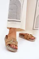 Boto Dámské Pantofle Na Platformě Se Zlatou Dekorací A Leskem Camel Morisela