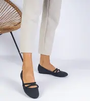 Gemre Black matte eco-leather women's ballet flats Baronna