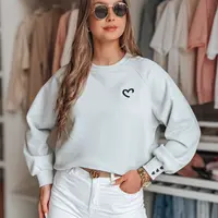 Bluza damska oversize z haftem serc MONLOVE niebieska Dstreet