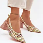 Boto Sandály S Pletením Na Podpatku Růžové Ebina