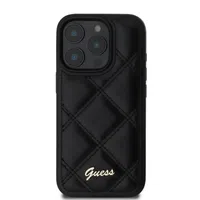 Zadní kryt Guess PU Leather Quilted pro Apple iPhone 16 Pro Max, černá