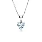 Náhrdelník srdce z bieleho zlata s akvamarínom KLENOTA