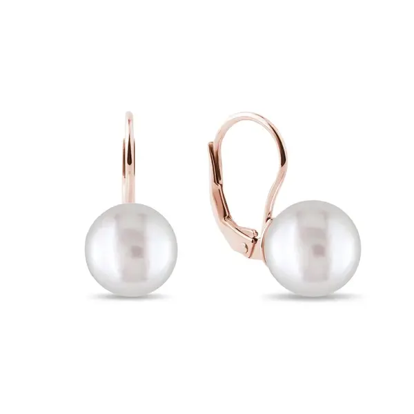 Perlové náušnice v ružovom zlate KLENOTA