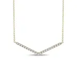 Diamantový náhrdelník s motívom V zo žltého zlata KLENOTA