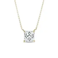 Zlatý náhrdelník s lab grown diamantem v brusu princess KLENOTA