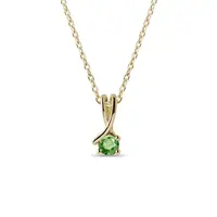 Zlatý náhrdelník stužka se zeleným diamantem KLENOTA