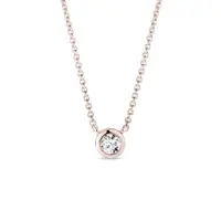 Bezel náhrdelník z růžového zlata s diamantem KLENOTA
