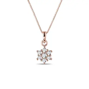 Briliantový náhrdelník kytička v růžovém zlatě KLENOTA