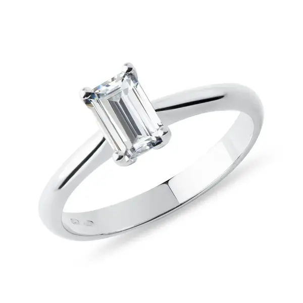 Prsteň z bieleho 14kt zlata s emerald diamantom KLENOTA