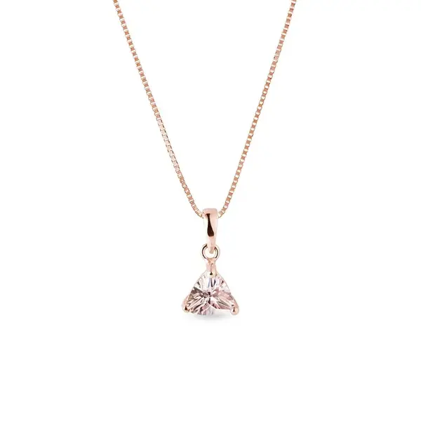 Prívesok z ružového zlata s trojbokým morganitom KLENOTA