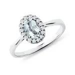 Zlatý prsteň s akvamarínom a briliantmi KLENOTA