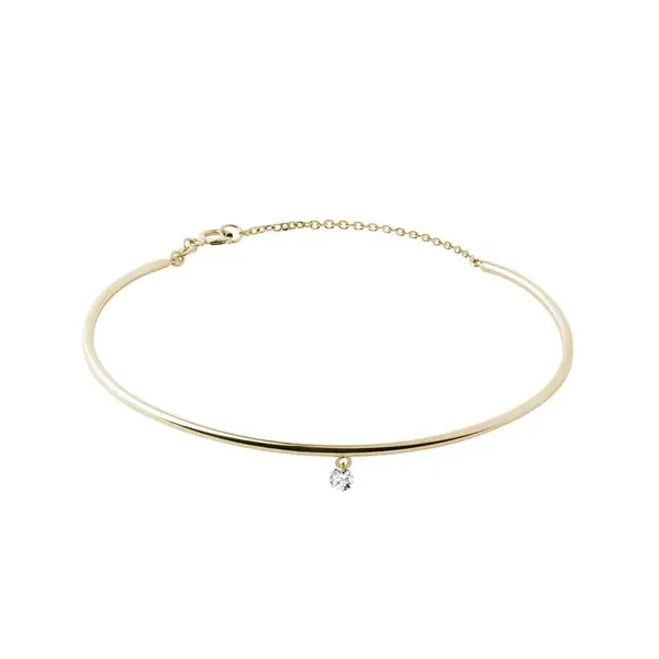 Pevný náramek s diamantem a řetízkem ve žlutém zlatě KLENOTA