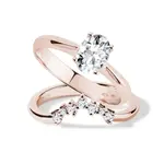 Sada zásnubního a snubního prstenu v růžovém 14k zlatě KLENOTA