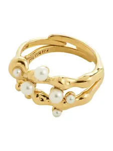 Pilgrim Prsteň 'Hadley'  zlatá / perlovo biela